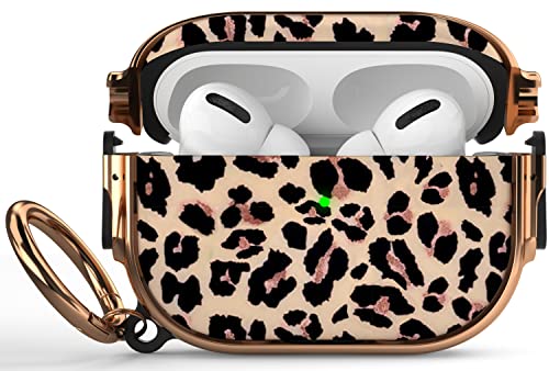 Maxjoy for AirPods Pro 2nd/1st Generation Case with Lock, Cute AirPods Pro 2 Case Lock Protective Hard AirPod Pro Cover for Women Men with Keychain for Airpod Pro (2023/2022/2019), Leopard