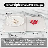 2 Pack Stone Drying Mat for Kitchen Counter, Quick Dry Dish Drying Pad, Super Absorbent Diatomaceous Earth Mat for Dishes Bottles Cups, Stylish Kitchen Stone Pad fits Any Countertop