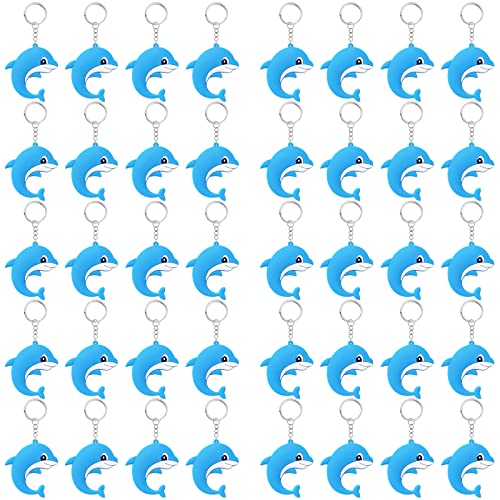 Elecrainbow 40 Pack Dolphin Keyring Pack Party Favor for Animal Lover, Return Gift, Ocean Themed Party, Thanksgiving, Baby Shower, Birthday, Wedding