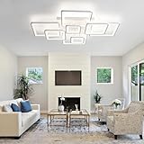 Shine LUEST Modern Ceiling Light, 39.4'' Dimmable LED White Flush Mount Ceiling Lights with Remote Acrylic Round Ceiling Lamp Fixture for Low Ceiling Bedroom Living Room Dining Room, 100W