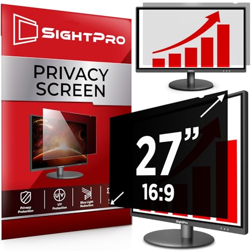 SightPro 27 Inch 16:9 Computer Privacy Screen Filter for Monitor - Privacy Shield and Anti-Glare Protector