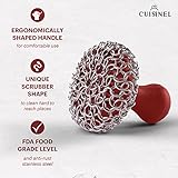 Cuisinel Cast Iron Chainmail Scrubber + Pan Scraper - The Patented Original Ergonomic Stainless & Silicone Pot & Skillet Cleaner - Premium Food-Safe Design - Easy Clean Dishwasher Safe Cookware Sponge