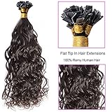 Flat Tip In Hair Extensions Natural Wave Brazilian Remy Fusion Keratin Hair 100 Strands Per Pack 1g/Strand For Women (18inch 100 Strand, Natural Color)