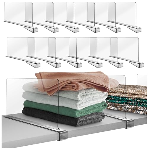 Hekmaden 12Pack Acrylic Shelf Dividers for Closet Organization, Clear Shelf Divider Fits Shelves of 0.4-1 Inch,Purse Organizer for Closet, Shelf Organizer, Closet Organizers and Storage