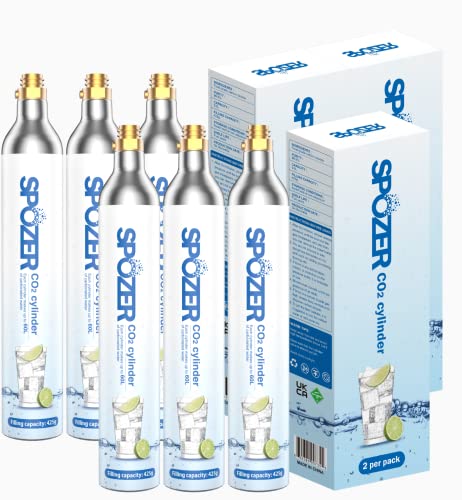 SPOZER 60L CO2 Cylinder For Sodastream, Exchange Carbonator Compatible With Soda Maker Appliances, Adaptation: FIZZ, ONE TOUCH, JET waiting for thread cylinders, 6 Cylinders