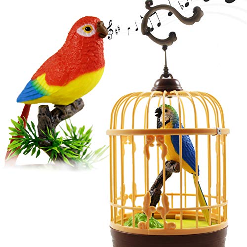 Chirping Bird in Cage – Realistic Singing & Moving Bird Toy with Lifelike Sounds, Motion Sensor & Beak Animation | Premium Desk & Room Decoration | Battery - Operated