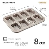 CHEFMADE Brownie Cake Pan, 8-Cavity Non-Stick Rectangle Muffin Pan Blondie Bakeware for Oven Baking (Champagne Gold)