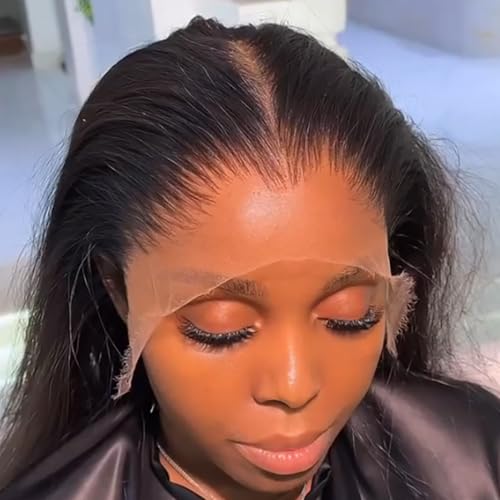 NESMON SKINLIKE Real HD Lace Wig 13x6 Full Frontal HD Lace Front Wigs Human Hair Pre Plucked Bleached Knots 200% Density 0.10mm Ultra-thin Invisible Lace Straight Human Hair Wigs For Women 26 Inch