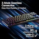 Redragon K660RGB-PRO (K556 TKL) Wireless Gaming Keyboard, 80% 87 Keys BT/2.4Ghz Tri-Mode Aluminum Mechanical Keyboard w/Mac Function Keys, Hot-Swap Sockets & Noise Absorbing Form, Red Switch