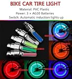 YUERWOVER 4 Pack LED Bike Wheel Stick Light Car Tire Valve Stem Cap Bicycle Motor Tyre Flash Light Reflector Accessories for Kids Men Women with 10 Extra Batteries(Blue)