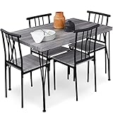 Best Choice Products 5-Piece Metal and Wood Indoor Modern Rectangular Dining Table Furniture Set for Kitchen, Dining Room, Dinette, Breakfast Nook w/ 4 Chairs - Gray