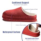 Pillow Cloud Slides with Fur: Cozy & Comfy Cushioned Indoor/Outdoor Slippers - Thick-Sole House Slides & Shower Sandals for Men & Women (Red, 5.5)