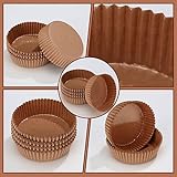 Uiifan 50 Pcs Disposable Round Cupcake Liners Paper Baking Cups Wrappers Cupcake Paper Microwave Oven Safe Bakeware Mold for Snacks Cakes(Natural,50 Pack)