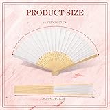 Yinkin 100 Pack Folding Fans Bamboo Handheld Folded Craft Hand Japanese Chinese Fans for Weddings Bridal Dancing Church DIY Decoration Women Kids Gift Party Favors (White)