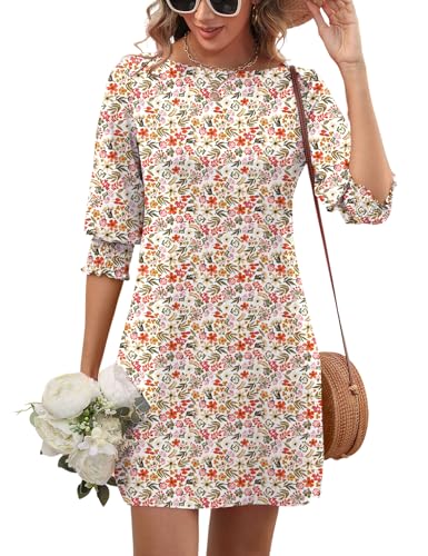 LUYAA T Shirt Dress Women Short Vintage Dress for Women Spring Fashion Women Summer Dress with Shorts Women's Boho Beach Shift Dress Semi Formal Dress Short XL