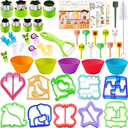 Sandwich Bread Cutters Shape Set for Kids Bento Lunch Box Accessories Kit Includes Vegetable Fruit Cookie Cutter, Animal Food Picks