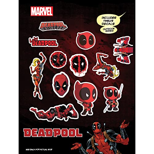 Marvel Deadpool Vinyl Decals - Set of 12 Deadpool Vinyl Car Stickers for Window Truck Bumper Laptop Tumbler Cup Cell Phone Marvel Licensed