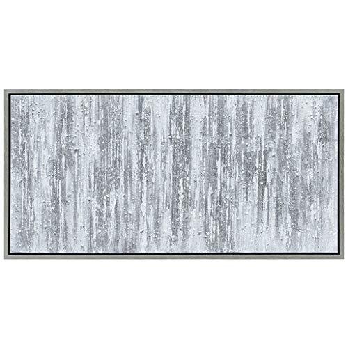 Empire Art Direct Abstract Wall Art Textured Hand Painted Canvas by Martin Edwards, Champagne Frame, 24" x 48", Silver Frequency