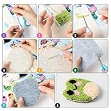 WATINC Frog Punch Needle Coaster Kit - 22Pcs Crafts Punch Needle Coasters Kits for Beginners, 6 Colors Frog Coaster Tufted Rug Pads with Adhesive Felt Yarns Embroidery Hoop Instruction