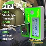 Digital Car Window Tint Meter - Side Window Tint, Sun Control Film, VL/UV/IR Transmittance Detection, Light Transmission Meter for Cars Side Windows and Tint Films | Auto Calibration (with PU Case)