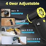 Compressed Air Duster, 360000RPM Electric Air Duster with LED Display, 4 Gear Adjustable Rechargeable Cordless Jet Dry Blower, Replace Compressed Air Can, Air Duster for Car, Computer, Home, Outdoors