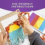 NATIONAL GEOGRAPHIC Kids Weaving Kit - Arts and Crafts Loom Weaving Kit for Kids with Wooden Loom, Yarn & 3 Fun Designs Kids Can Easily Weave, Easy Weaving Loom for Kids, Child Weaving Set, Kids Loom