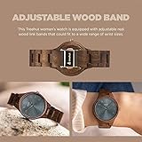 Treehut Wooden Women's Watches, Solstice Walnut Blue, Japanese Quartz Movement, Señoras Stylish Exotic Wrist Chicas Watch with Adjustable Stainless Steel Buckle and Box, Relojes para Mujeres