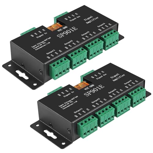 ACEIRMC 2pcs SP901E LED Pixel WS2812B WS2811 SPI Signal Amplifier Repeater for WS2813 SK6812 WS2815 WS2801 SK9822 etc All The RGB Addressable LED Strip and Dream Color Programmable LED Matrix Panel