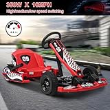 feneihe Go Kart for Kids, 36V 16MPH Go Cart with 350W Motor,Electric Go Kart Ride on Toy Outdoor, Go Cart for Kids 8-12 Years Old, 4 Wheel Quad Off-Road Pedal On Foot Go Cart Drift/Sport Mode Red