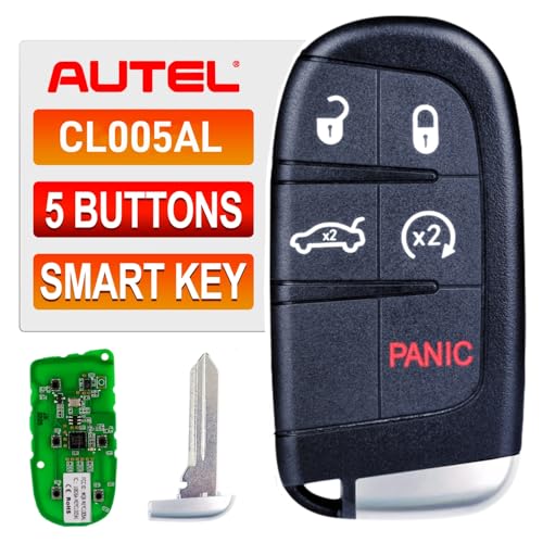 Autel MaxiIM IKEY Programmable Smart Key, 2024 IKEYCL005AL Key Fob Replacement for Chrysler Dodge, 5 Buttons IMMO Learning, 130FT/ 40M Remote, Work with Autel KM100 IM508S