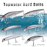 Saltwater Fishing Lures Kit Surf Fishing Sriper Lures Minnow Lures Deep Diving Jerkbait Crankbait Topwater Popper Plugs Hard Baits with Treble Hooks for Inshore Offshore Ocean Deep Sea Fishing