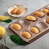 HAPPIELS Non Toxic Nonstick Madeleine Pan 12 Well Set of 2 (24 wells) | Non Stick Nontoxic Madeleines Pans for baking | Madeleine Cake Cookie Mold | Madeleine tray for oven | French tin 12