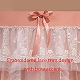 SCMTYWCQ 4 Corners Post Solid Color Bed Canopy Curtain Double Layer-Curtain & Ruffle Princess Mosquito Net 4 Opening Netting for Girls Teens Or Adults Bedroom Decoration (Pink-Jade, Queen)