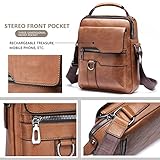 WEIXIER Small Shoulder Bag for Men Leather Crossbody Man Purse Handbag Satchel Messenger Travel Bags for iPad 9.7" Work Office Business Brown