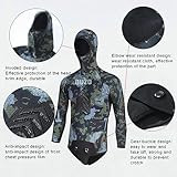 WYYHAA 5MM Neoprene Spearfishing Wetsuit with Hooded, 2 Pieces Camouflage Hunting Diving Suit with Loading Chest Pad for Cool Water Freediving Snorkeling Swimming,Green,XL