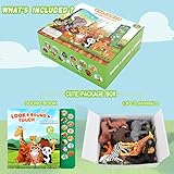 Tudoccy Safari Animals Figures Toys - 13 Realistic Wild Plastic Animal Figurines & Kids Sound Book - Educational Learning Toys Gift for 3 Years Old & Up Boys Girls Toddlers