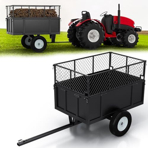 Heavy Duty Utility Trailer, 750lbs Capacity 17 Cu. Ft. ATV Dump Trailer, Garden and Lawn Mower Trailer with Removable Sides, Pull Behind Yard Cart for Tractors, ATV & UTV – Ideal for Hauling & Dumping