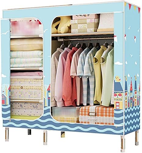 Portable Wardrobe Cloth Wardrobe Girl's Bedroom Wardrobe,Simple Portable Fabric Wardrobe Metal Bracket Partitioned Storage Closet Stable Open Wardrobe,E,168 * 130 * 45cm Portable Cloth Hange