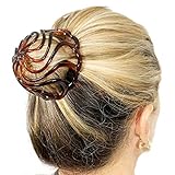 Camila Paris CP16 French Hair Bun Clip Maker Cover Cap Holder, Tortoise Shell, Round Dome Bun Hair Clip for Women Hair Updo, Styling Hair Bun Accessories for Women, No Slip and Durable, Made in France