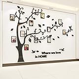 3D Tree Wall Stickers - DIY Photo Frame Tree Wall Decal Family Photo Frame Sticker Murals Wall Decor Living Room Bedroom TV Background Home Decorations (M:83 * 59in,Black Right)