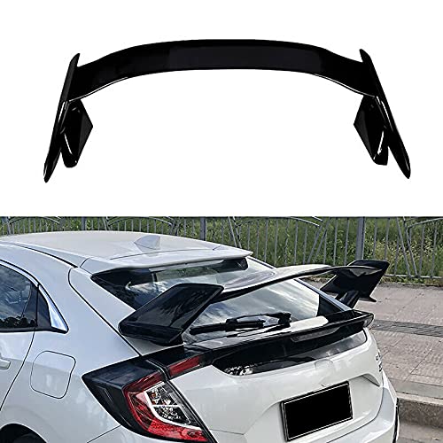 NINTE Spoiler for 2016-2021 Honda Civic 5Dr Hatchback, ABS Painted Gloss Black Type-R Style Rear Trunk Splitter Wing