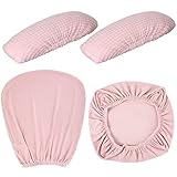 Tallew 4 Pcs Office Chair Covers Set Computer Universal Protective Stretchable Chair Seat Covers Desk Armrest Covers Slipcovers Pads Office Cushion Backrest for Rotating(Pale Pink,Polyester)