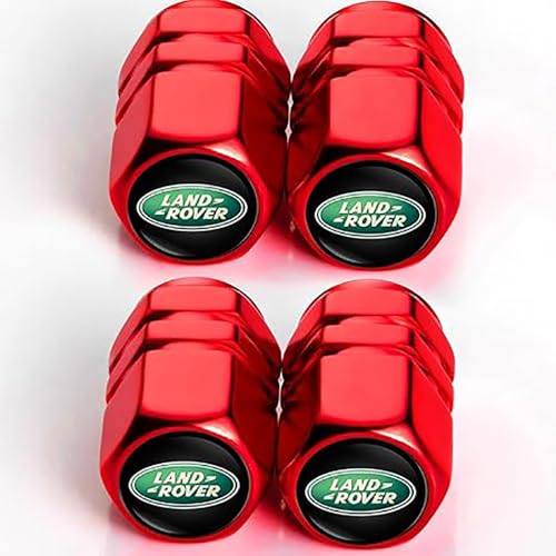 Car Tire Valve Stem Caps for Land Rover LR2 LR3 LR4 Range Rover Sport LR5 Land Cruiser, Car Dust Caps for Car Tires, Seal Corrosion Resistant Tire Air Cover Car Accessories,B/Red