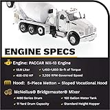 Diecast Masters Kenworth T880 SFFA Concrete Mixer Truck - Pearl White | Tandem with Lift Axle and McNeilus Bridgemaster Mixer | 1:50 Scale Model Semi Trucks | Diecast Model 71081