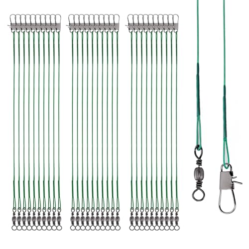Fishing Leaders, 30pcs Stainless Steel Leader Wire Fishing Leader Line with Swivel Snaps Fishing Wire Leaders Connecting Fishing Tackle Lure or Hook for Saltwater and Freshwater - 9.84inch