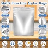 120 PCS Mylar Bags for Food Storage, 4 Sizes Long Term Food Storage Bags Stand-Up Zipper Resealable & Heat Sealable Airtight with 120 Labels