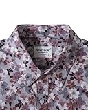 TUNEVUSE Mens Long Sleeve Floral Dress Shirt Flower Pattern Print Button Down Shirts Cotton Gray Large