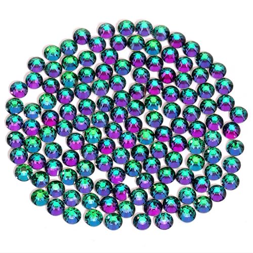 Flatback Non Hotfix Rhinestones for Crafts, Glass Nail Gems, Crystals for Makeup Bags, Shoes Decoration DIY (SS16, 1440pcs, Green Flame)