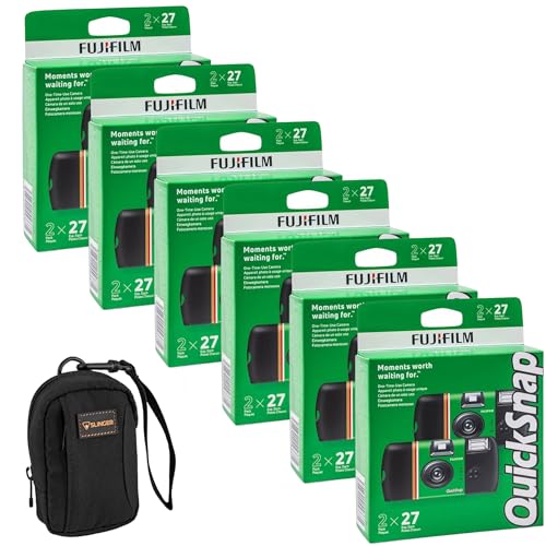 Fujifilm QuickSnap Flash 400 One Time Use 35mm Disposable Camera with Flash, 27 Exposures + Slinger Camera Bag (12 Pack)