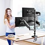 MOUNTUP Triple Monitor Mount Holds 4.4-17.6lbs, Up to 32 Inch Monitor Stand for 3 Monitors, Triple Monitor Stand with Gas Spring Arm with Clamp/Grommet Base VESA 75x75/100x100 MU6013A